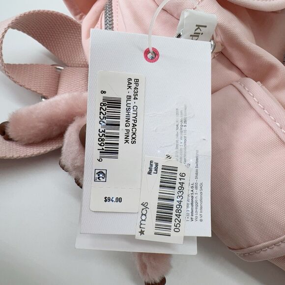 Kipling BP4354 Monkey City Pack XS Mini Backpack Blushing Pink NWT Lightweight - Picture 11 of 13